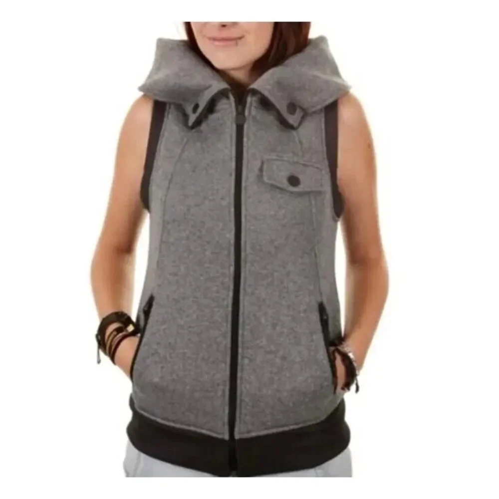 Burton Gray & Black Dry Ride Starr Hooded Zip Snowboard Vest - Small - NWOT - Picture 1 of 11